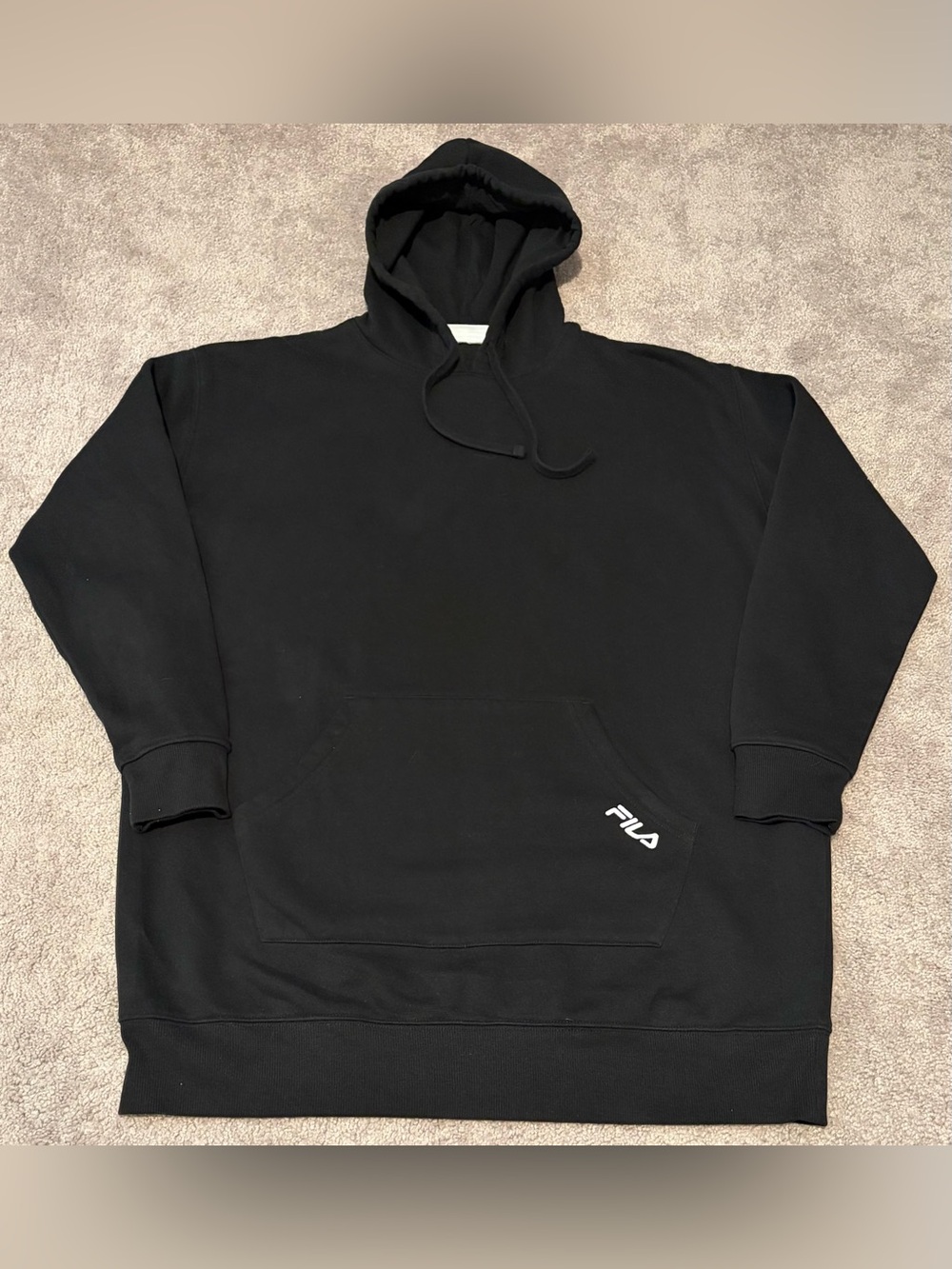Fila Women’s Small Black Dress Hoodie Long Sleeve Kangaroo Pocket Drawstring